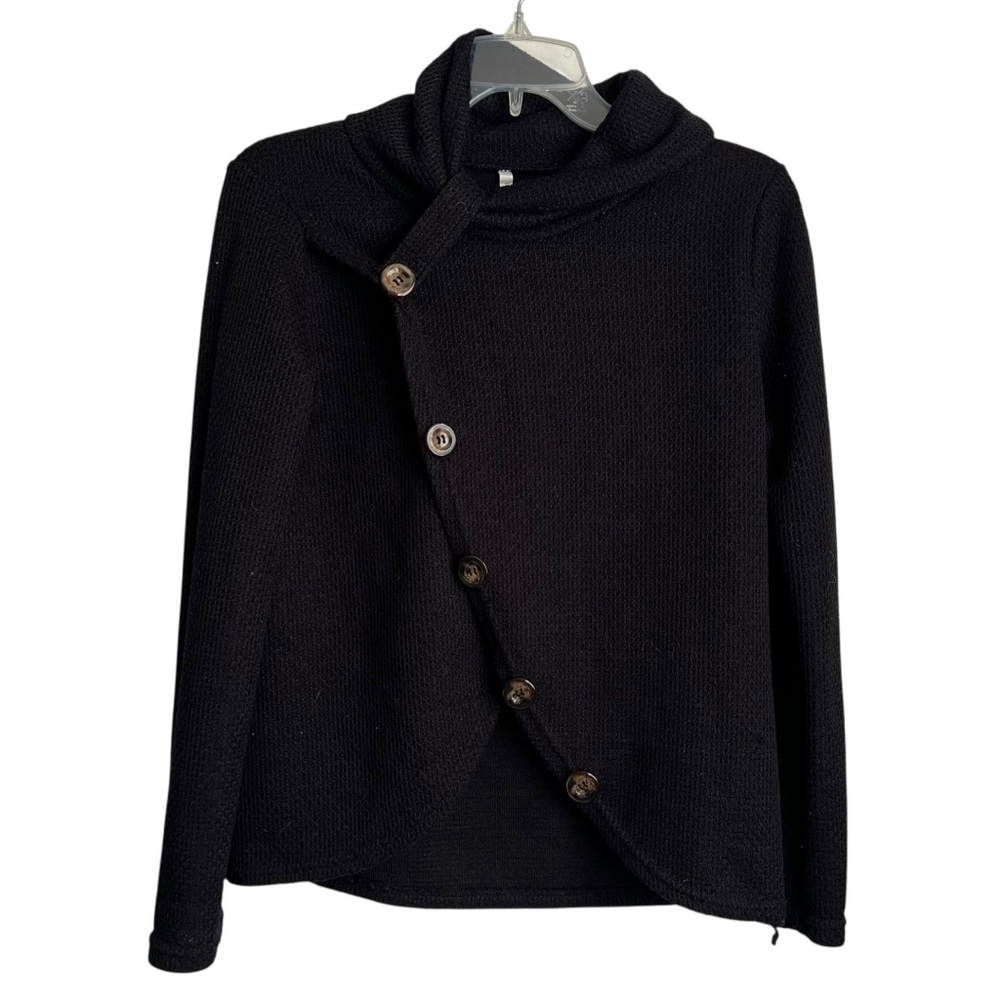 Black Button-Up Women's Sweater - S Stretchy